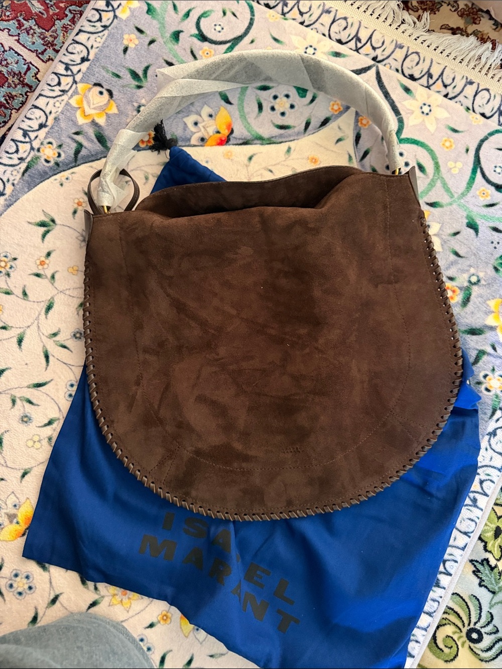 Isabel Marant Brown Suede Whipstitch Hobo Shoulder Bag
